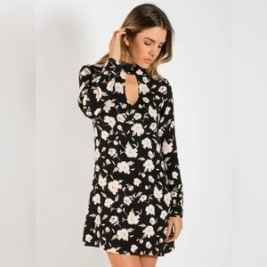 ELAN Floral Long Sleeve Dress with Keyhole Size S New
